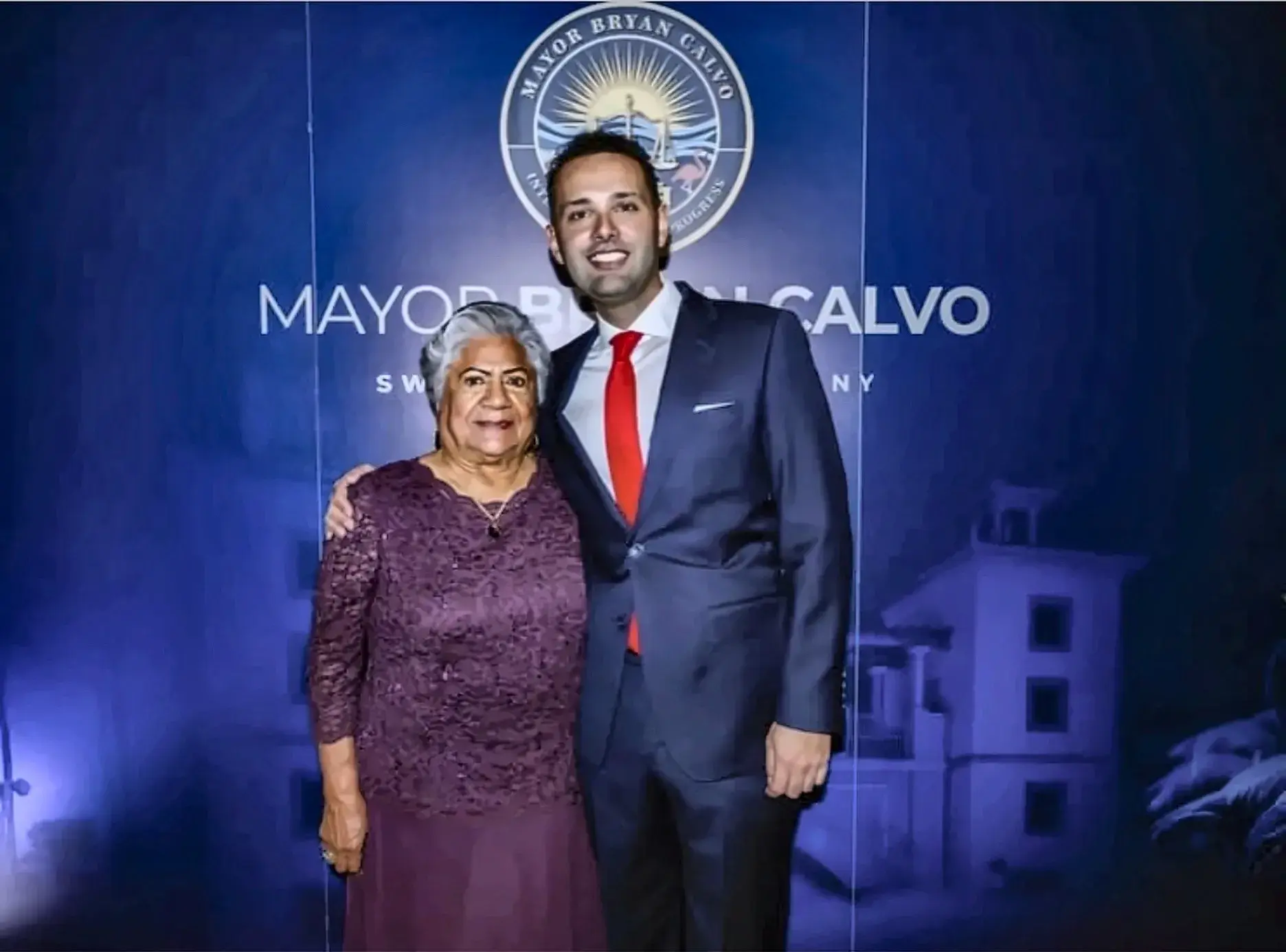 Edith Calvo with her son, Mayor Bryan Calvo